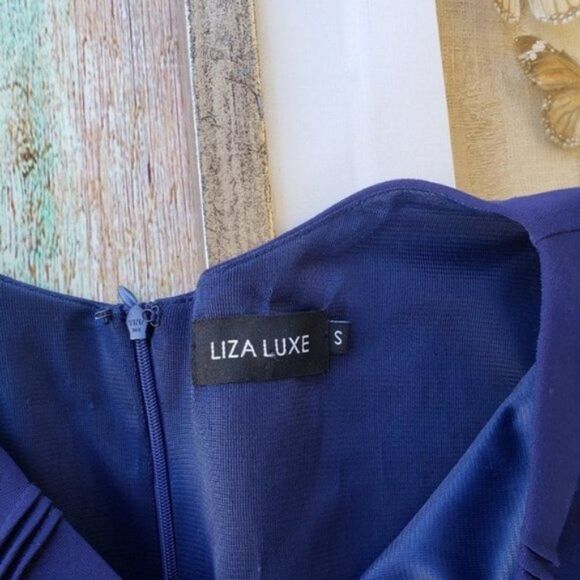 Modcloth Liza Luxe Navy Blue Fitted Wiggle Pencil Pin Up Midi Sheath Dress S - Picture 8 of 8